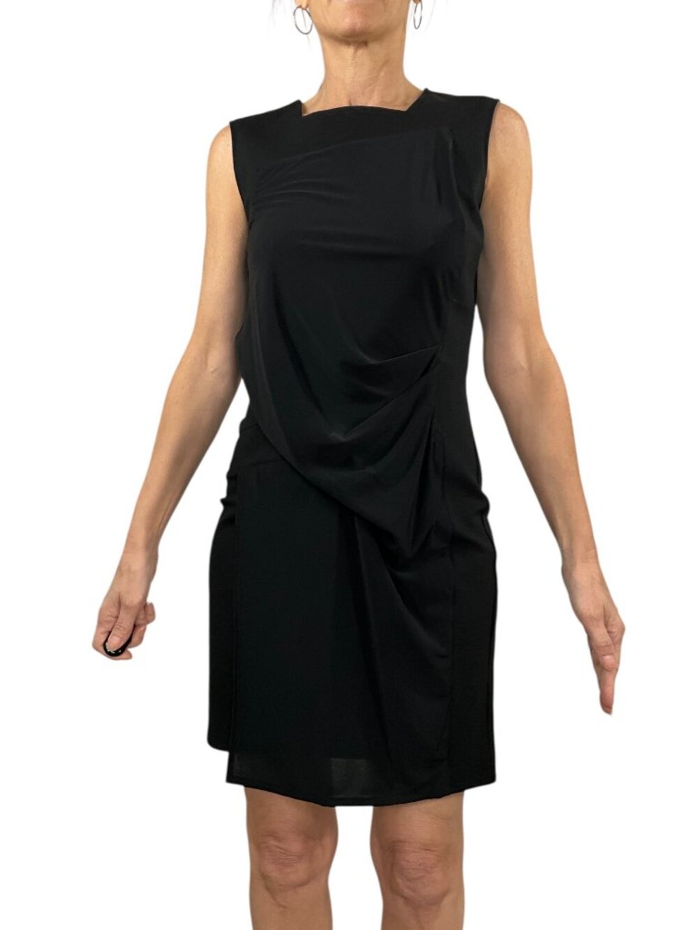 Helmut Lang Draped Mini Dress S Black Sleeveless - Picture 16 of 16